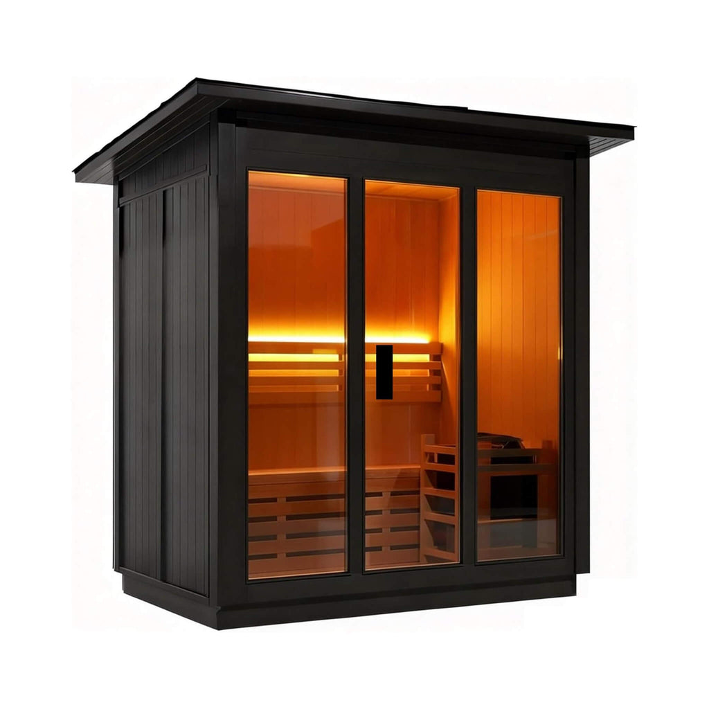 Custom 6-Person Luxury Canadian Red Cedar Outdoor Steam Sauna With Heater And Stones [Made-To-Order] (SAK78615)