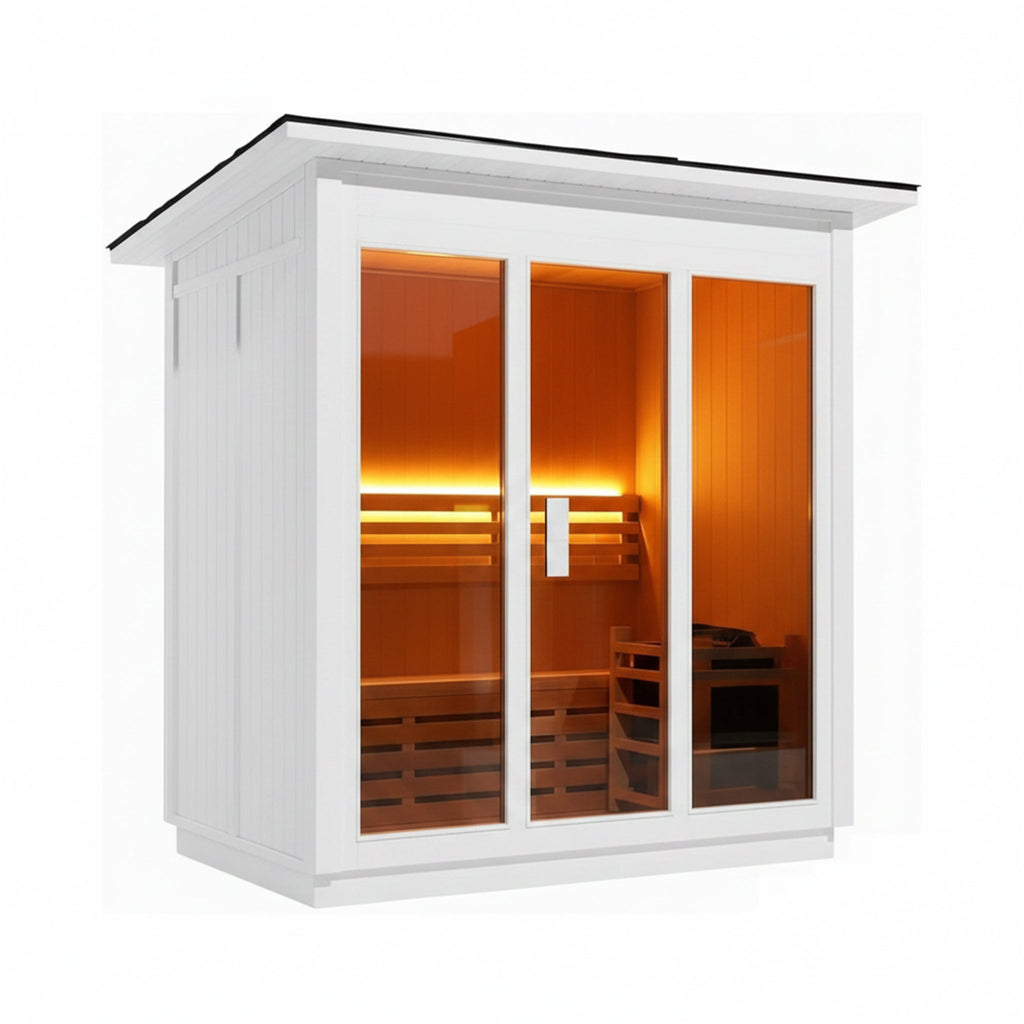 Custom 6-Person Luxury Canadian Red Cedar Outdoor Steam Sauna With Heater And Stones [Made-To-Order] (SAK78615)