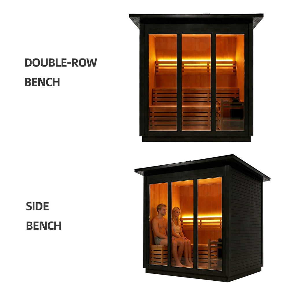 Custom 8-Person Luxury Canadian Hemlock Outdoor Steam Sauna With Heater And Stones [Made-To-Order] (SAK95107)