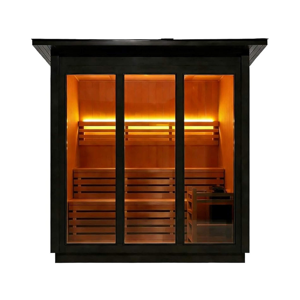 Custom 4-Person Luxury Canadian Hemlock Outdoor Steam Sauna With Heater And Stones [Made-To-Order] (SAK79406)