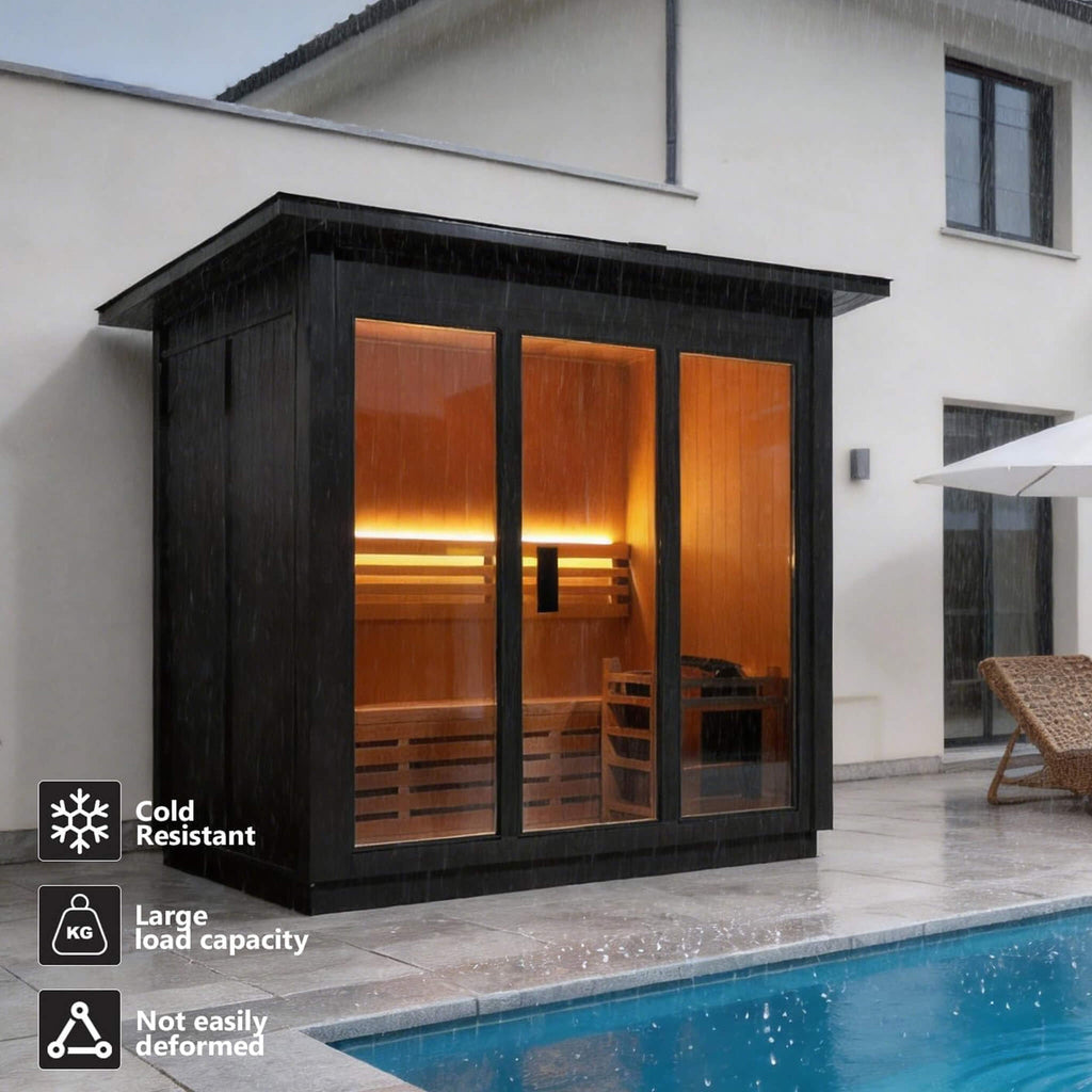 Custom 6-Person Luxury Canadian Red Cedar Outdoor Steam Sauna With Heater And Stones [Made-To-Order] (SAK78615)