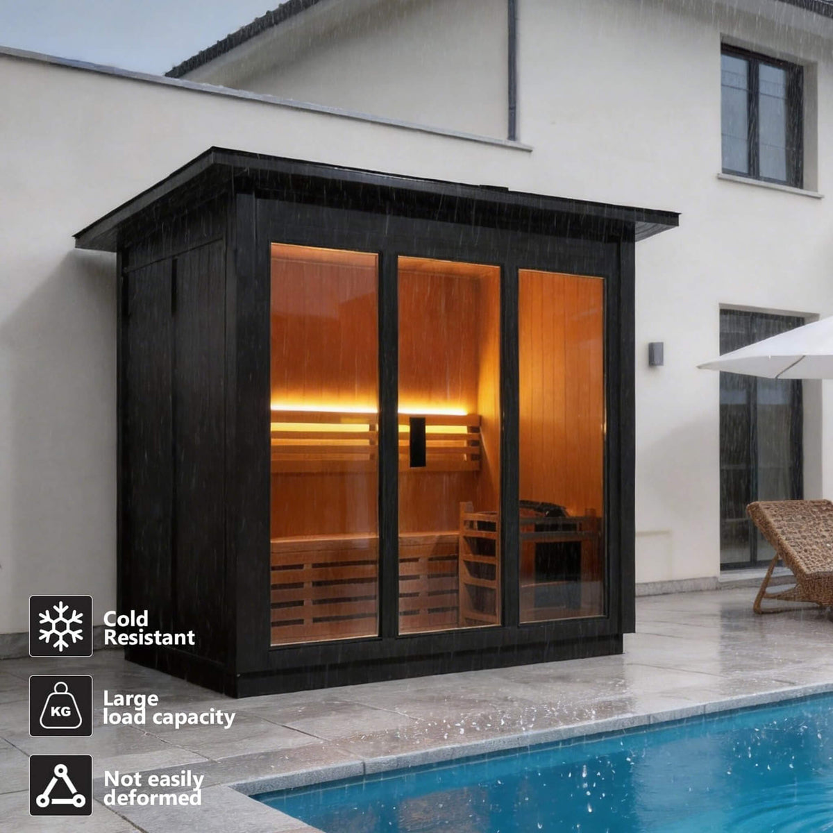 Custom 8-Person Luxury Canadian Red Cedar Outdoor Steam Sauna With Heater And Stones [Made-To-Order] (SAK13492)