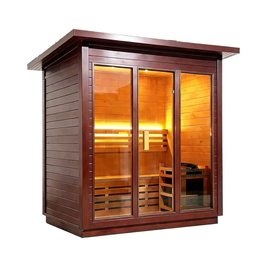 Custom 8-Person Luxury Canadian Red Cedar Outdoor Steam Sauna With Heater And Stones [Made-To-Order] (SAK13492)