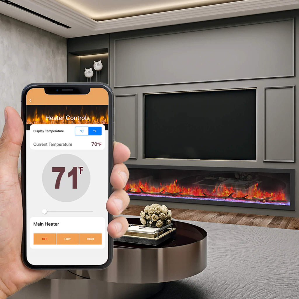 Dynasty Cascade 64-Inch Smart Linear Electric Fireplace With Front Facing Heater [DY-BTX64] (SAK15932)