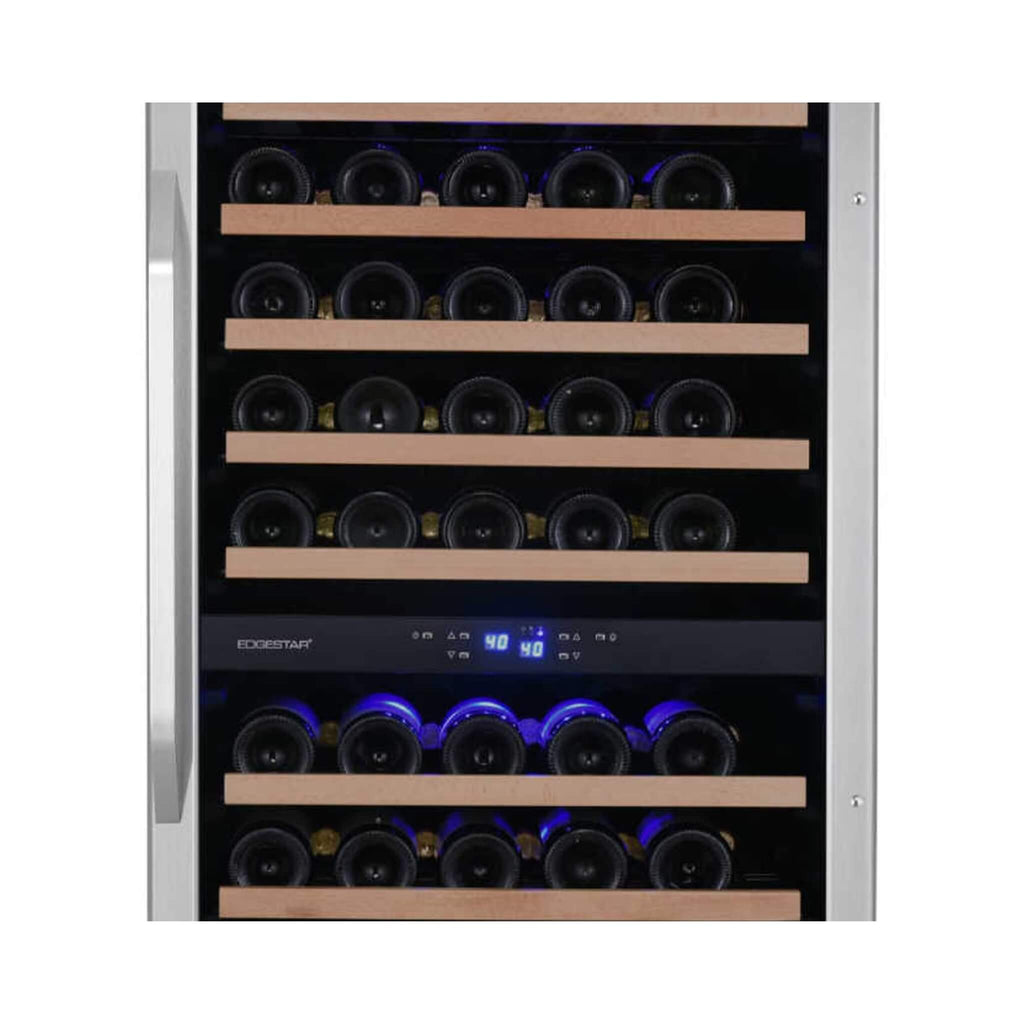 Edgestar 24-Inch 141 Bottle Capacity Freestanding Dual Zone Wine Cooler With Interior Lighting [CWR1552DZ] (SAK49245)