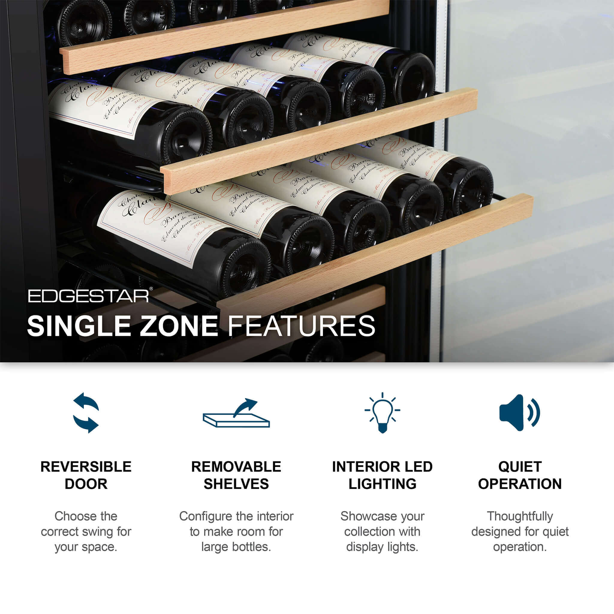 Edgestar 24-Inch Wide 111 Bottle Capacity Freestanding Single Zone Wine Cooler [CWR1212SZ] (SAK68320)