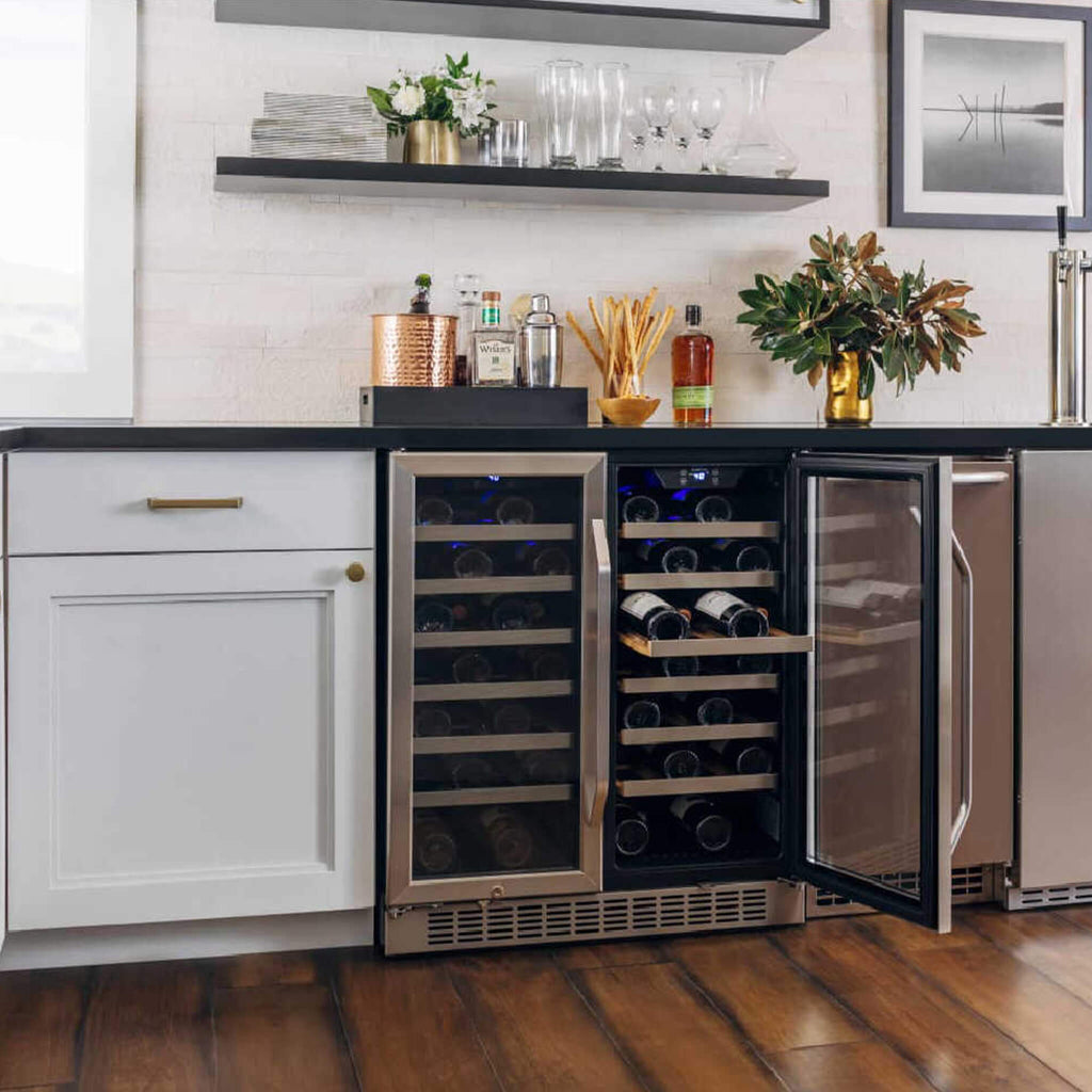 Edgestar 30-Inch Wide 56 Bottle Capacity Built-In French Door Wine Cooler With Door Locks [CWR5631FD] (SAK56381)