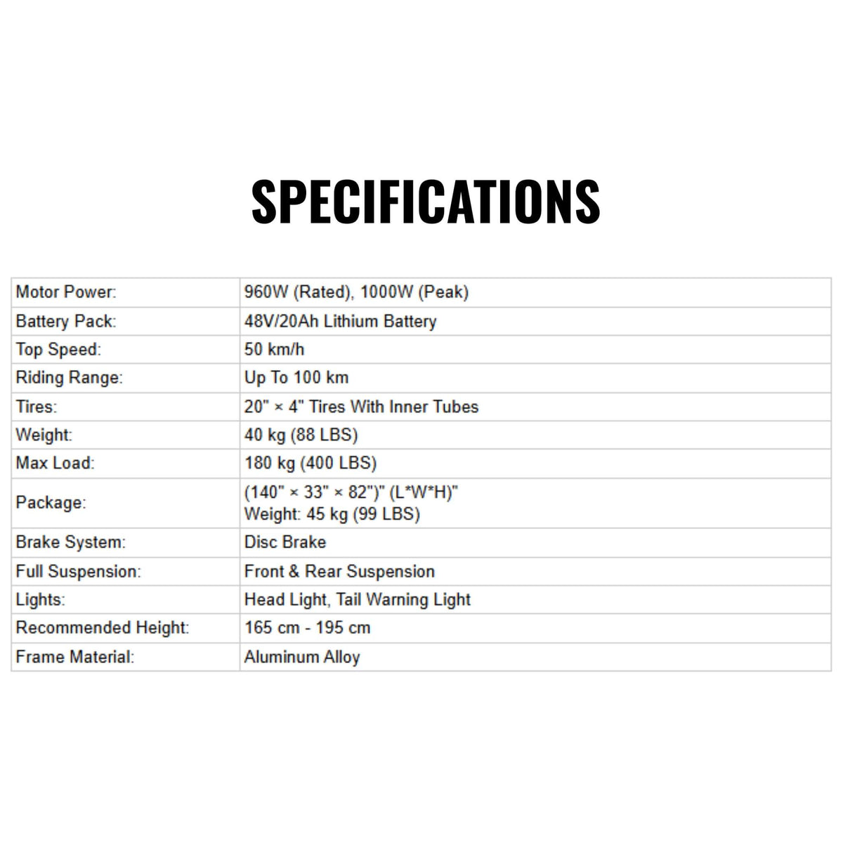 EKX T1 1000W 48V/20AH Electric Mountain Electric Bike With 20-Inch Fat Tires (SAK58340)