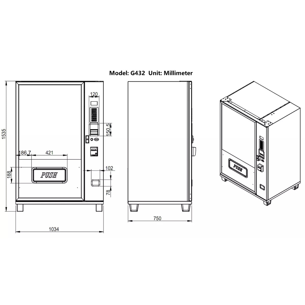 Epx 5FT Snacks And Drinks Combo Vending Machine With Dual Zone Refrigeration And Bill Acceptor [G432] (SAK76984)