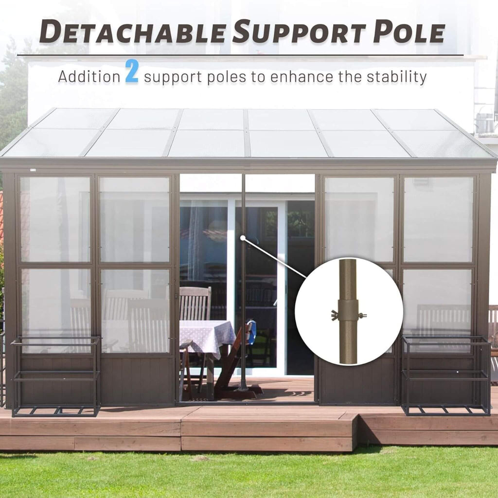 [12X16FT] Alora Horizon Extra-Large Heavy-Duty All-Season Sunroom With Sliding Doors And Polycarbonate Windows (SAK98357)
