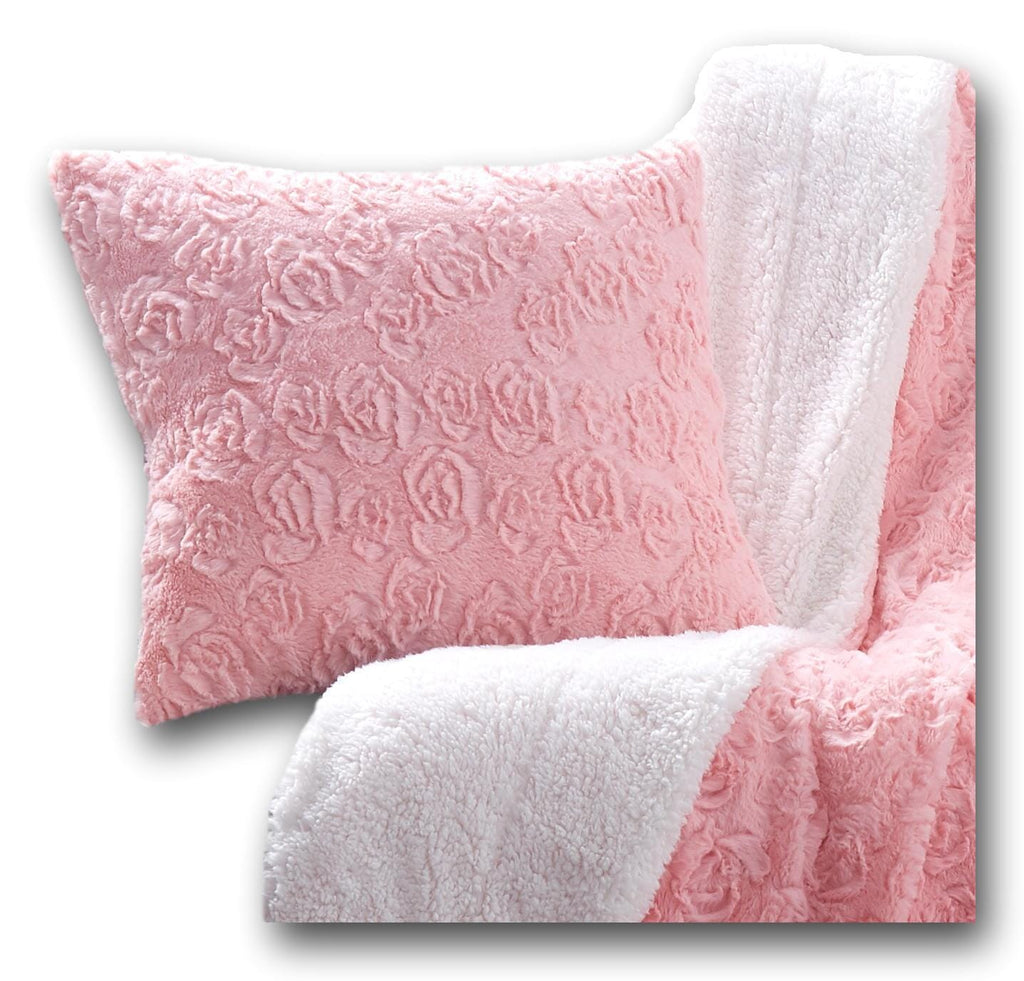 DaDa Bedding Pastel Pink Faux Fur Pillow Cover