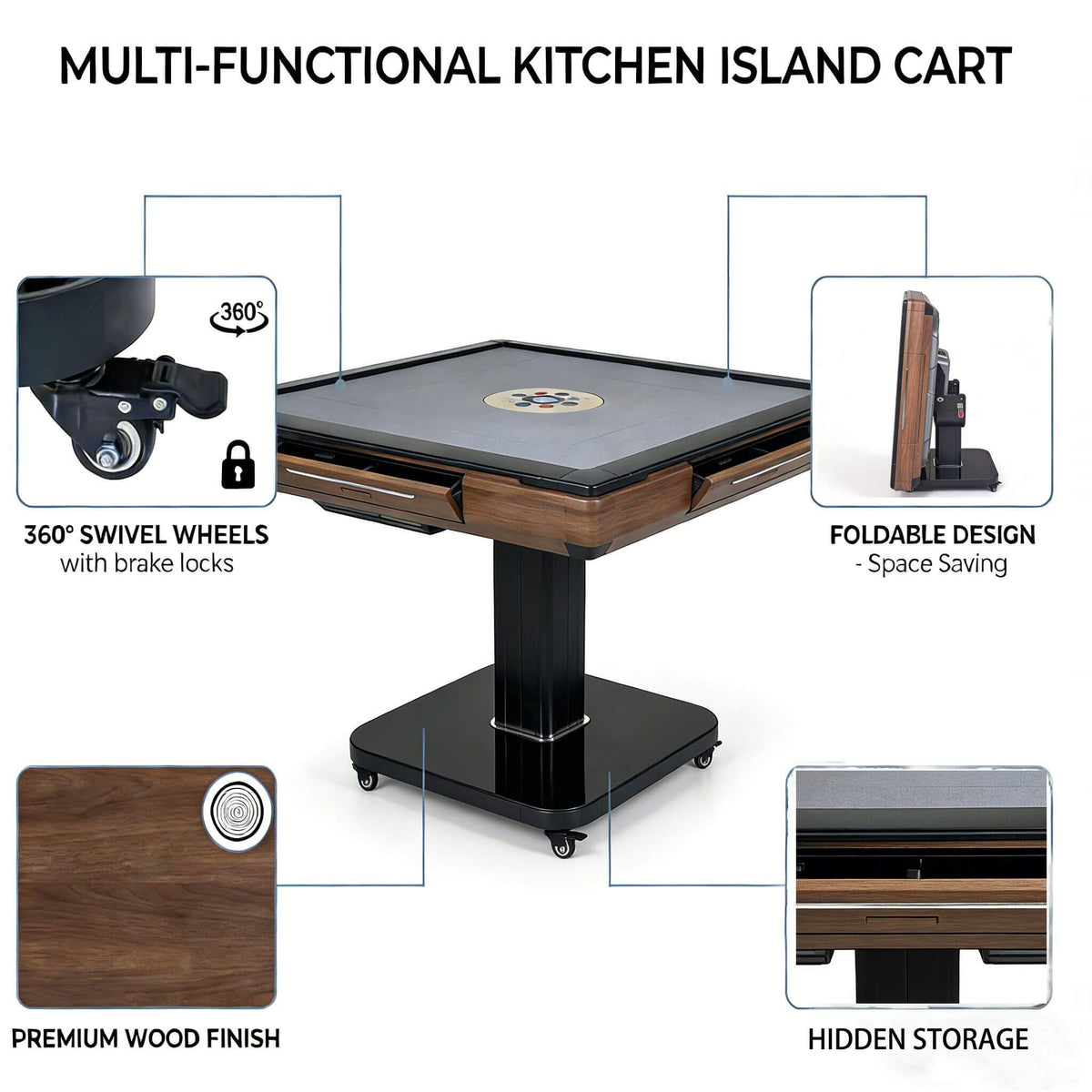 Foldable Automatic Mahjong Table With Wheels And Hard Cover (SAK63158)