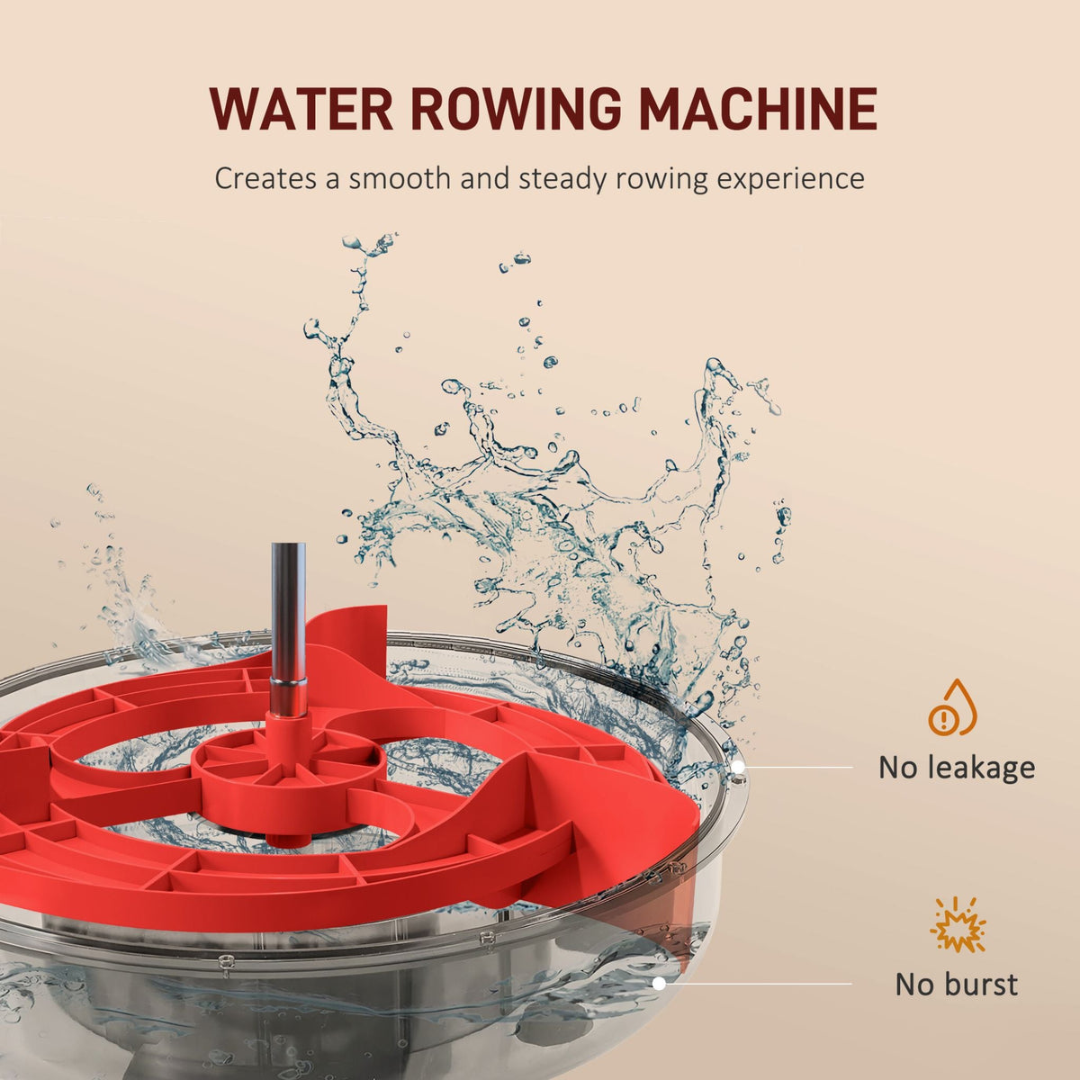 Rovix Foldable Water Rowing Machine With Adjustable Resistance, Wheels, LCD Monitor And Tablet Holder (SAK53758)