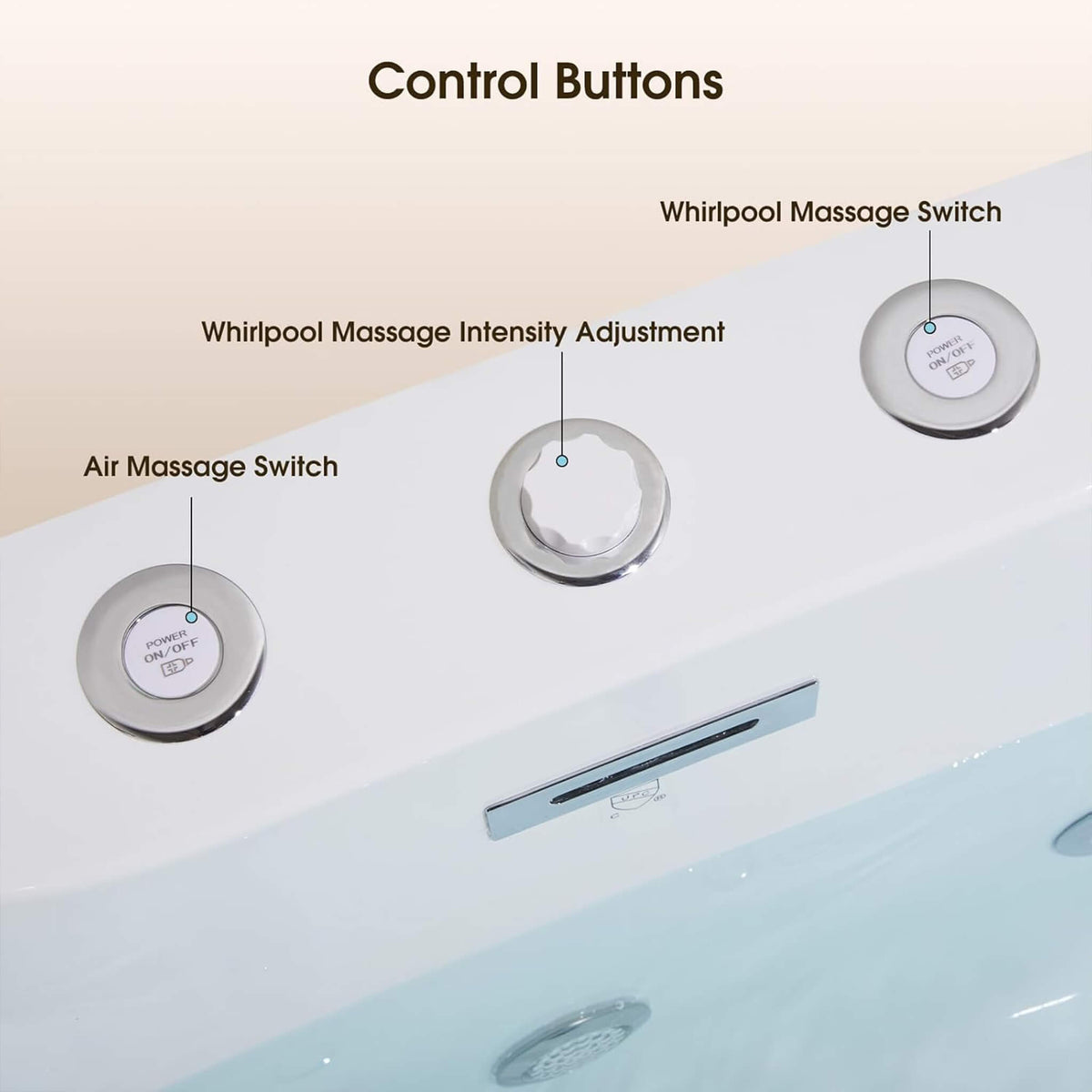 Nuvia Verano Freestanding Whirlpool Air Bubble LED Massage Bathtub (SAK47639)