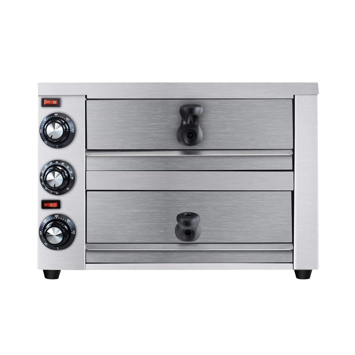 Heavy-Duty 14-Inch Commercial Stainless Steel Electric 2-Tier Tabletop Pizza Oven With Timer (SAK90432)