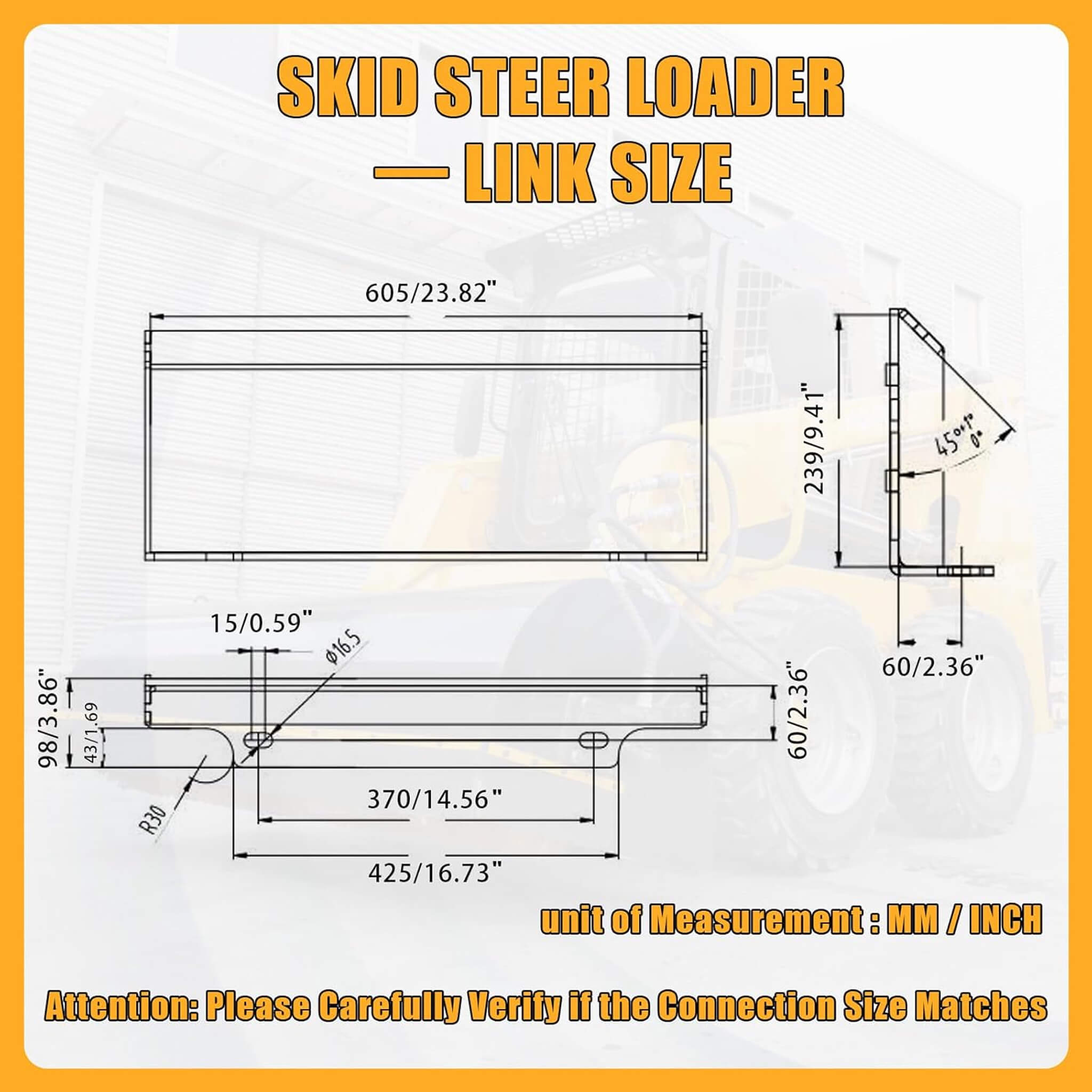 Heavy-Duty 4-In-1 Multipurpose Mini Skid Steer Bucket Combo Attachment (SAK12847)