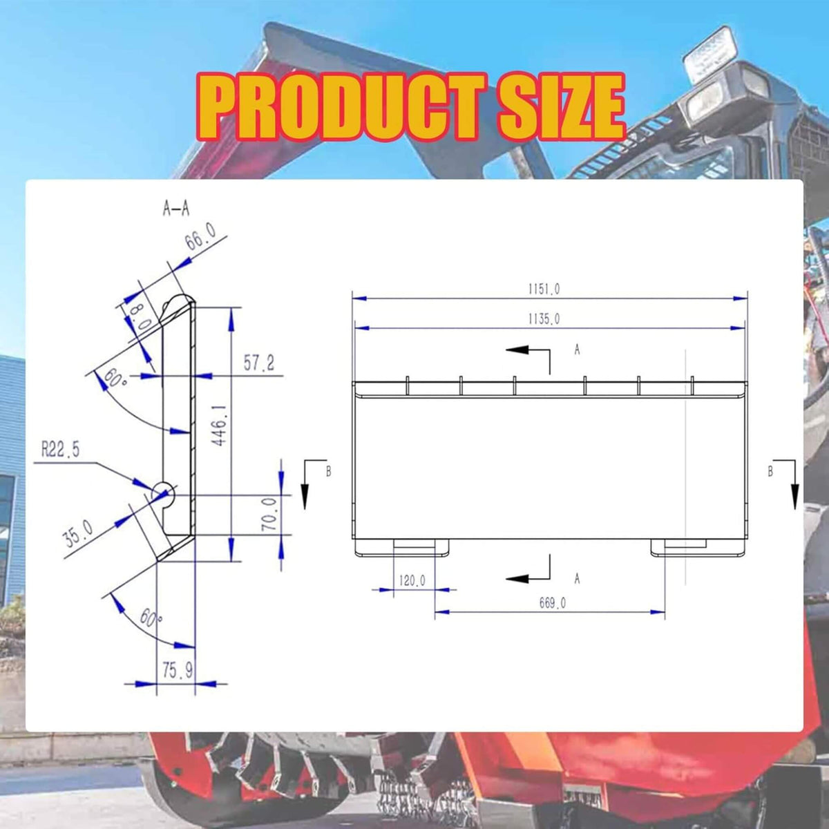 Heavy-Duty 60-Inch Topsoil Screening Skid Steer Bucket Attachment (SAK10294)