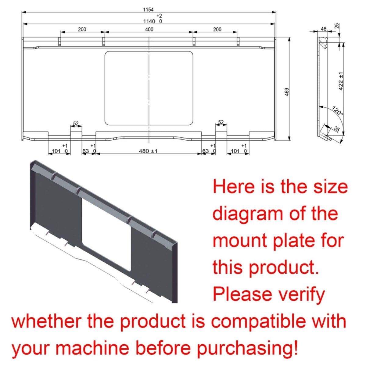 Heavy-Duty 72-Inch Hydraulic Brush Mower Skid Steer Attachment (SAK96502)