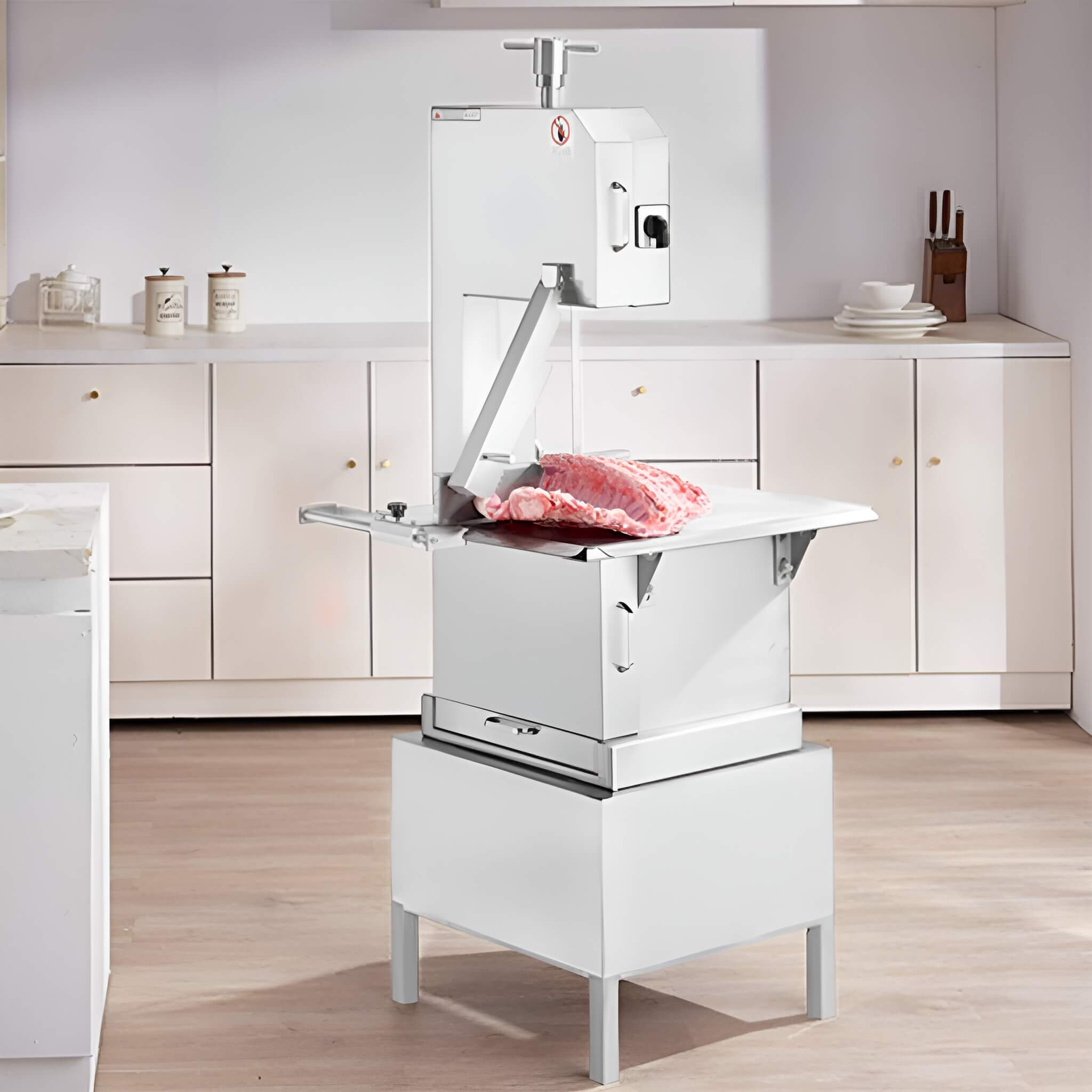 Heavy-Duty Commercial 2200W Electric Meat Bone Saw Cutting Band Machine With 6 Saw Blades (SAK91753)