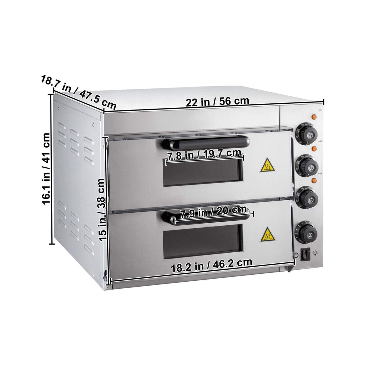 Heavy-Duty Electric 2000W Indoor Commercial Countertop Double Deck Pizza Oven (SAK36147)