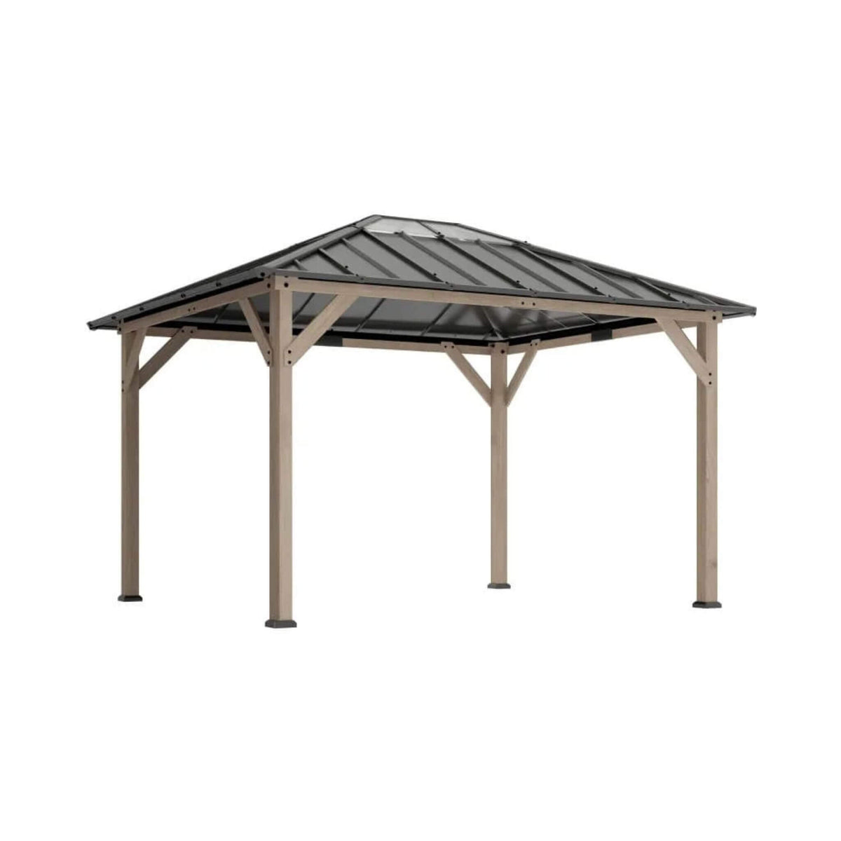 [08X10] Alora Heavy-Duty Fir Wood Hardtop Gazebo With Galvanized Steel Roof And Ceiling Hooks (SAK29467)