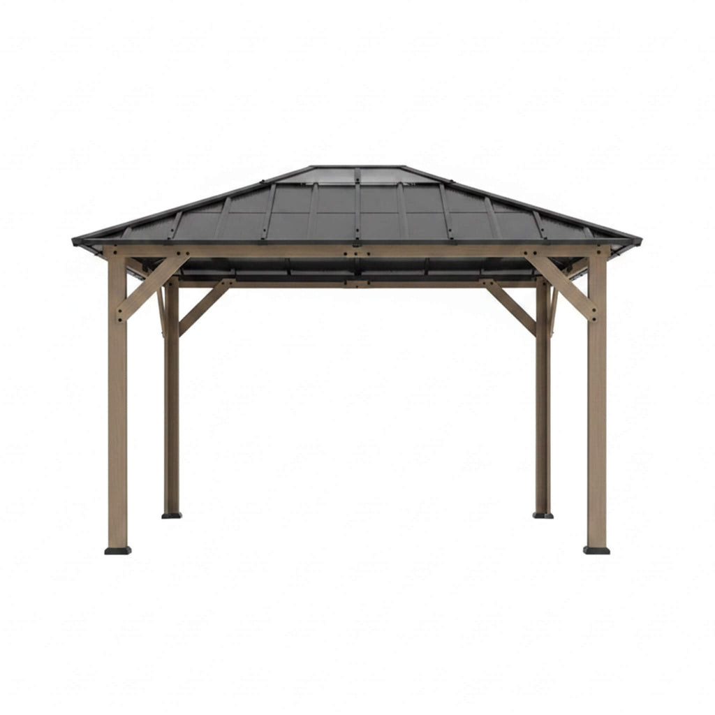 [08X10] Alora Heavy-Duty Fir Wood Hardtop Gazebo With Galvanized Steel Roof And Ceiling Hooks (SAK29467)