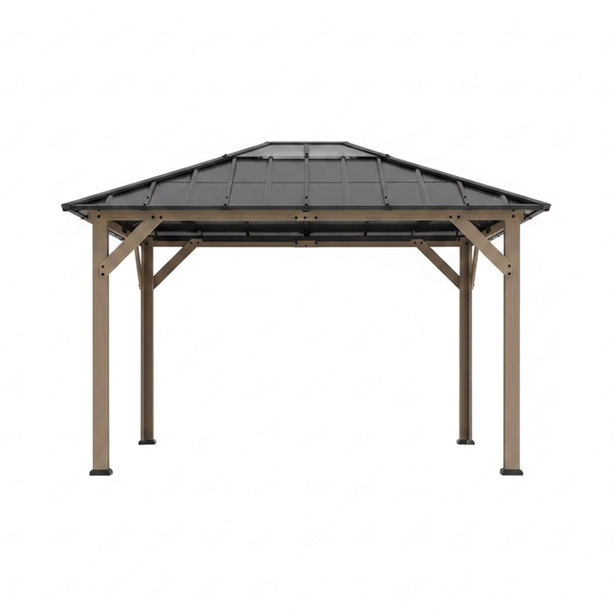 [08X10] Alora Heavy-Duty Fir Wood Hardtop Gazebo With Galvanized Steel Roof And Ceiling Hooks (SAK29467)