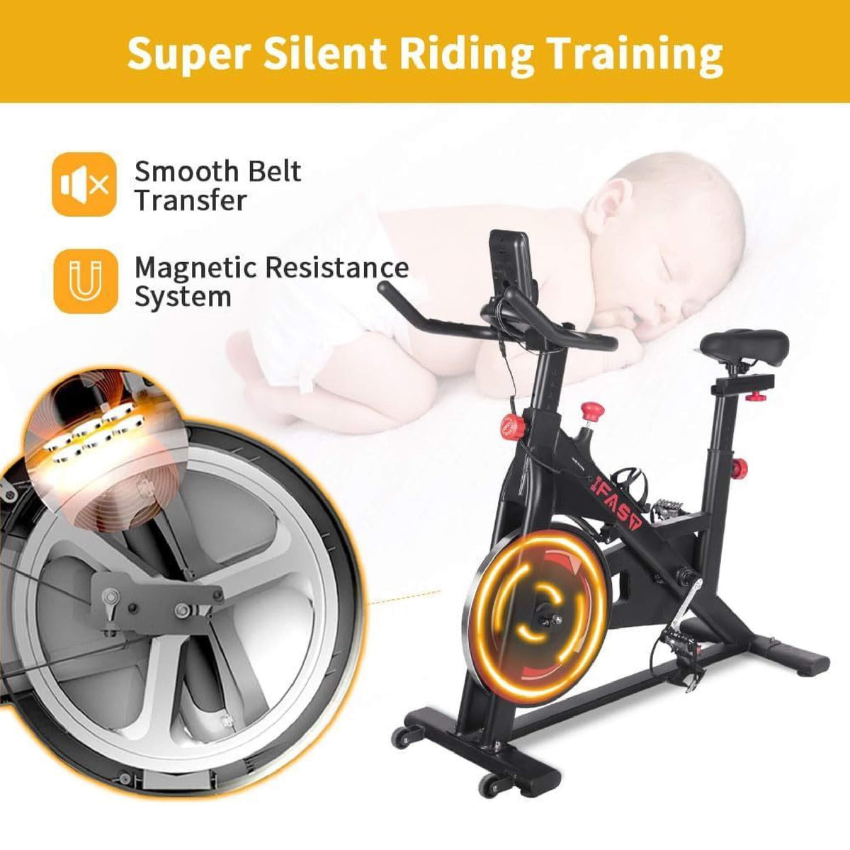 IFast Heavy-Duty Indoor Smart Stationary Fitness Cardio Training Spin Bike For Home Gyms (SAK65195)