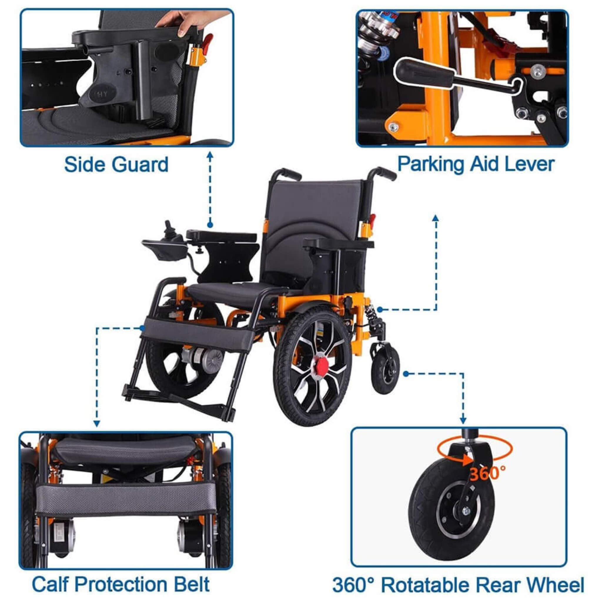 Motivo Heavy-Duty 300LBS Ultralight All-Terrain Electric Airplane-Approved Foldable Wheelchair (SAK63147)