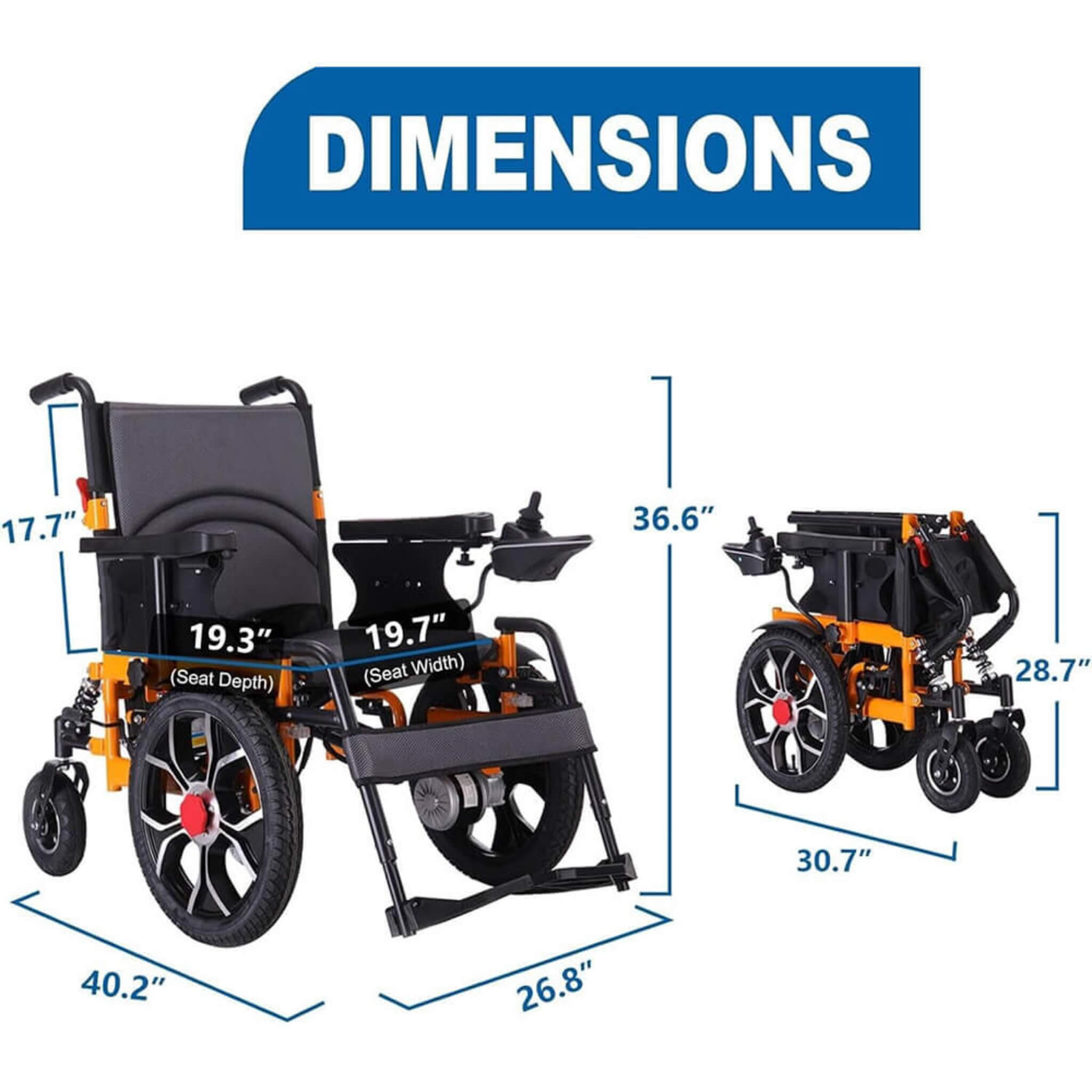 Motivo Heavy-Duty 300LBS Ultralight All-Terrain Electric Airplane-Approved Foldable Wheelchair (SAK63147)