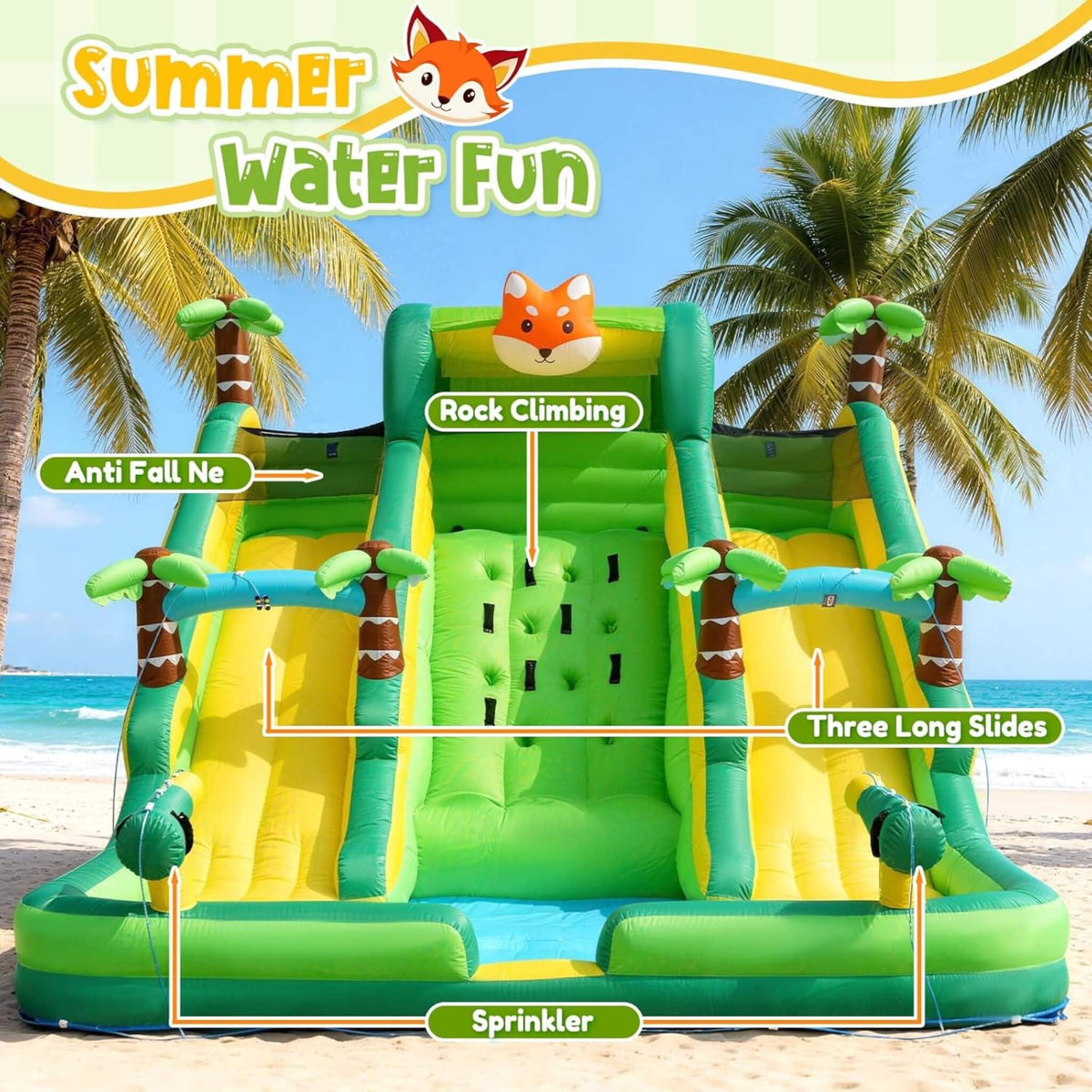 Inflatable Water Slide Park With Pool And Climbing Wall (SAK90736)