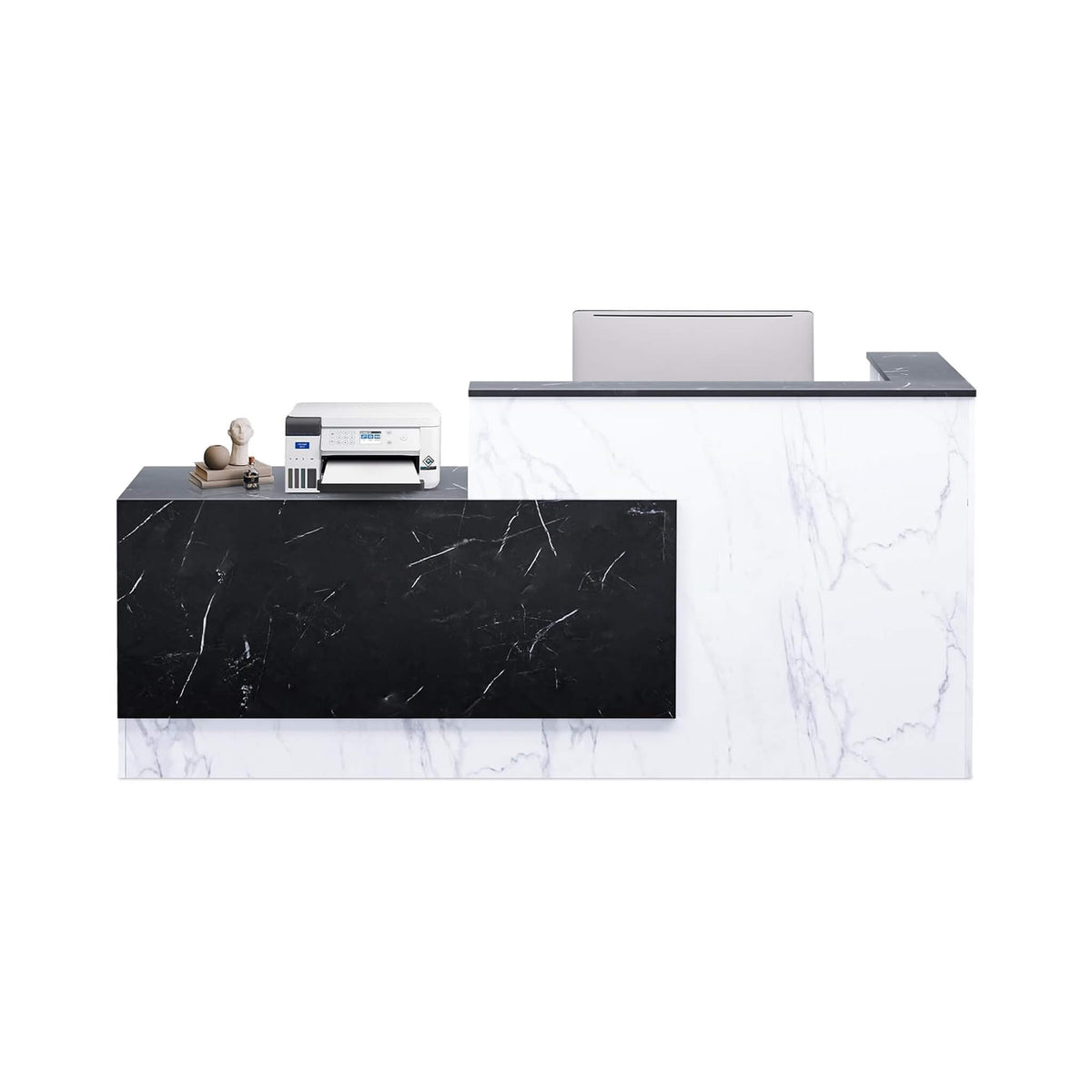 Velmor L-Shaped Modern Black And White Reception Desk With Lockable Drawers (SAK50729)