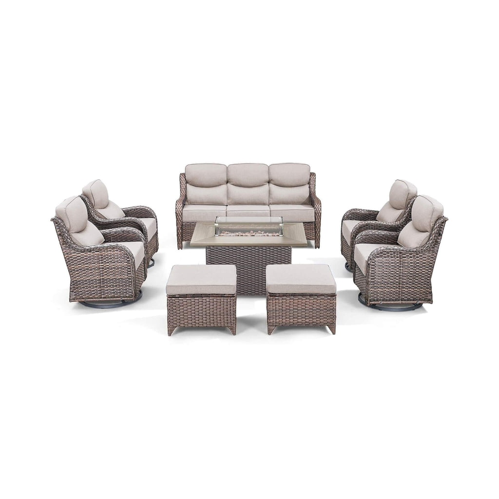 Alora Luxury 8-Piece All-Weather Patio Furniture Set With Fire Pit Table (SAK37512)