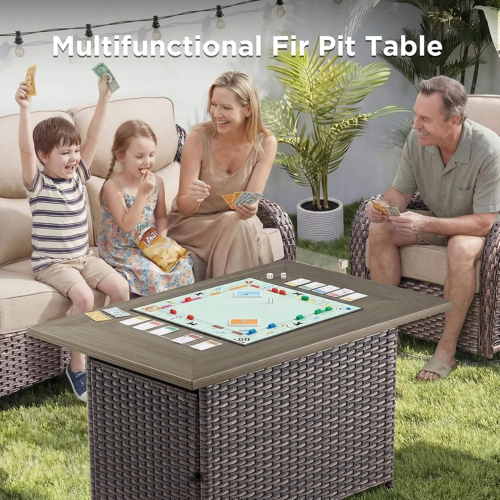 Alora Luxury 8-Piece All-Weather Patio Furniture Set With Fire Pit Table (SAK37512)