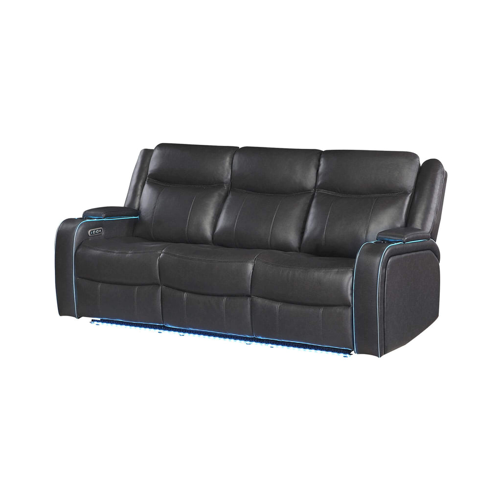 Nuvia Luxury 84-Inch Home Theater Power Reclining Sofa With LED Lights And Power Headrest (SAK83195)