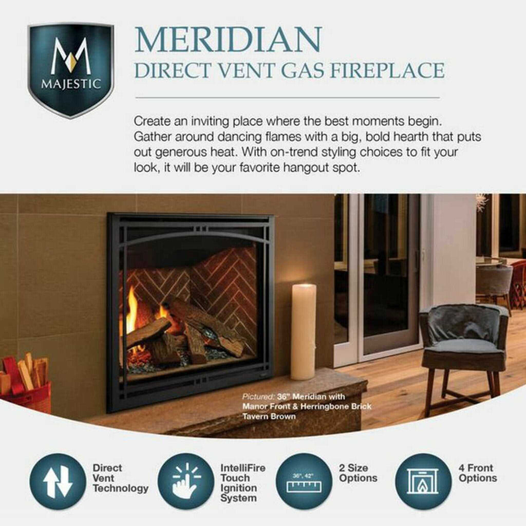 Majestic Meridian 42-Inch Platinum Natural Gas Fireplace [MER42PN] (SAK51823)