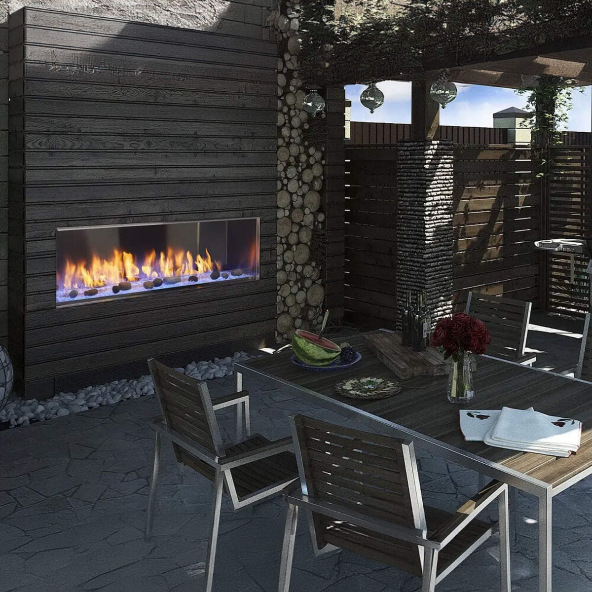 Majestic Lanai 48-Inch Single Sided Linear Outdoor Gas Fireplace [ODLANAIG-48] (SAK95127)