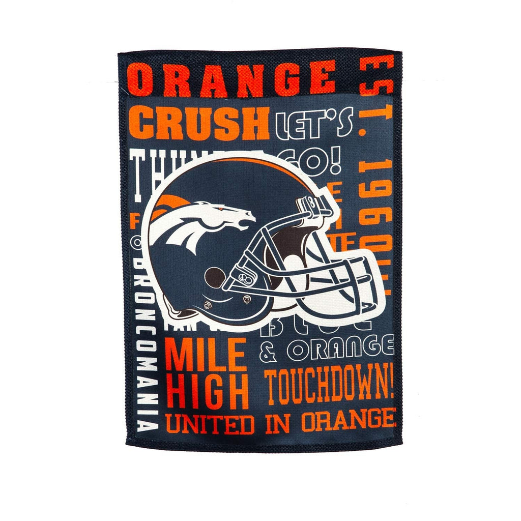 Denver Broncos Premium Double Sided Garden Flag Banner, Fan Rules Design, 13x18 Inch, Display Stand Sold Seperately, Officially Licensed