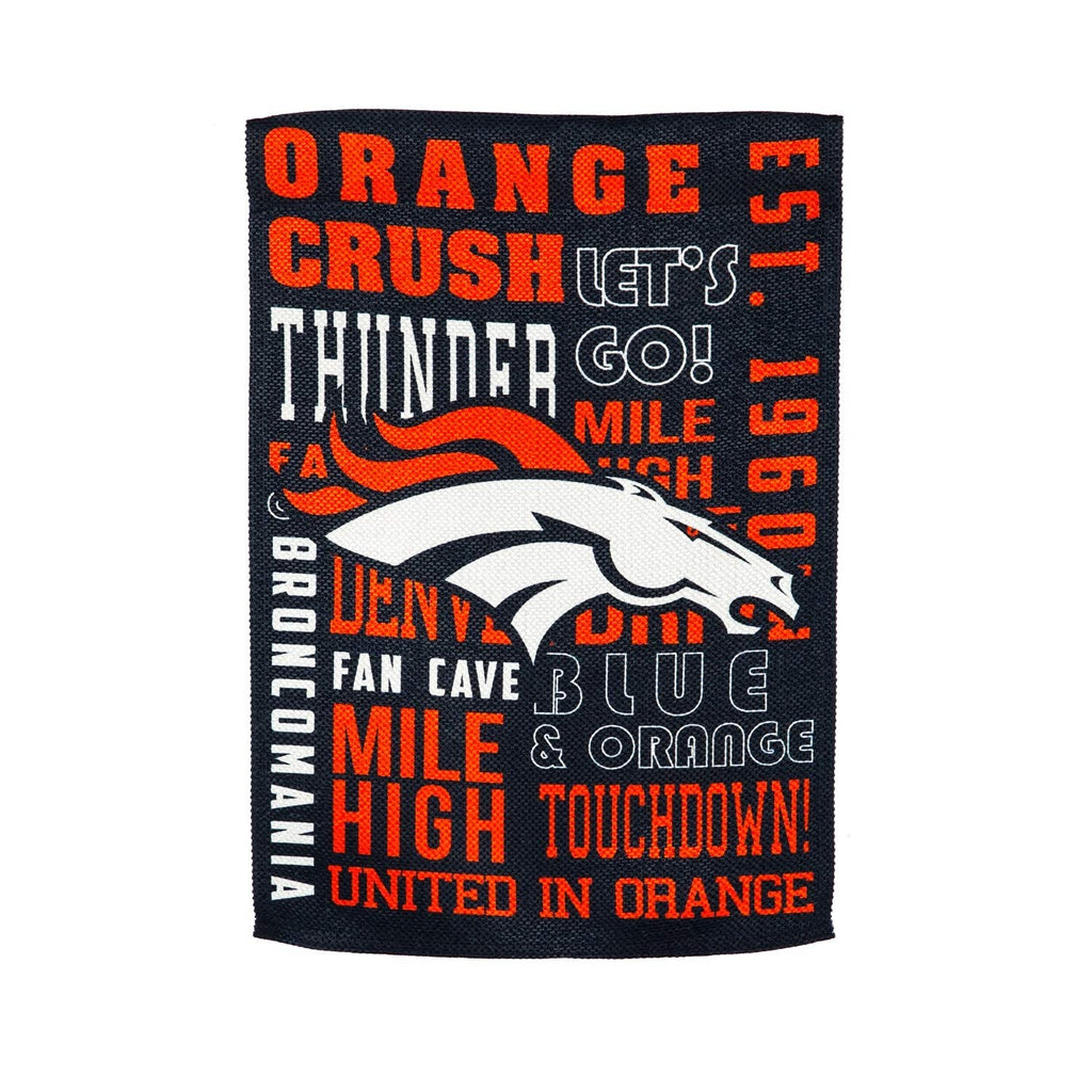 Denver Broncos Premium Double Sided Garden Flag Banner, Fan Rules Design, 13x18 Inch, Display Stand Sold Seperately, Officially Licensed