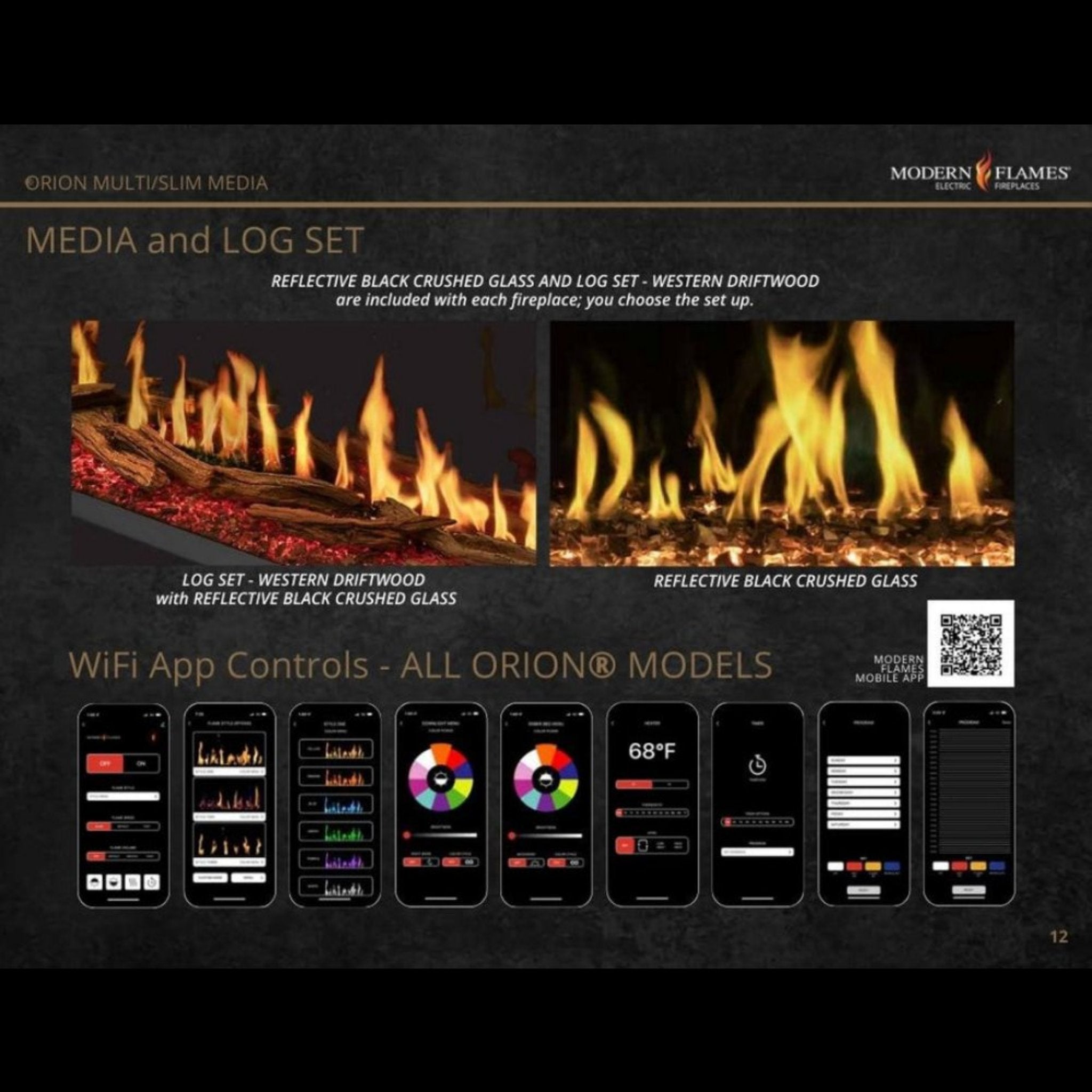 Modern Flames Orion Slim 76-Inch Heliovision Single-Sided Electric Fireplace [OR76-SLIM] (SAK41935)