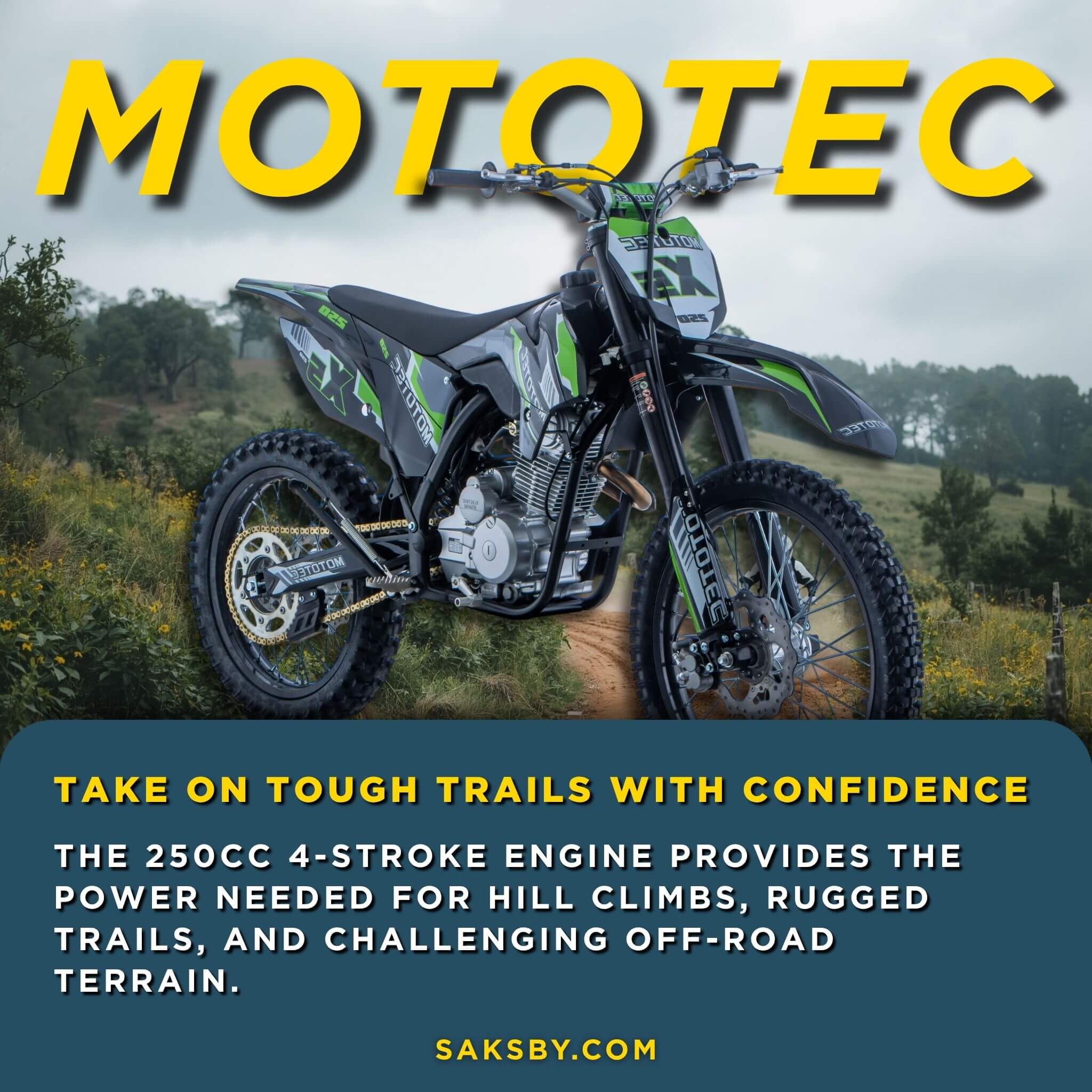 MotoTec X5 250CC 4-Stroke High-Performance Off-Road Gas Dirt Bike, Black (SAK39425)