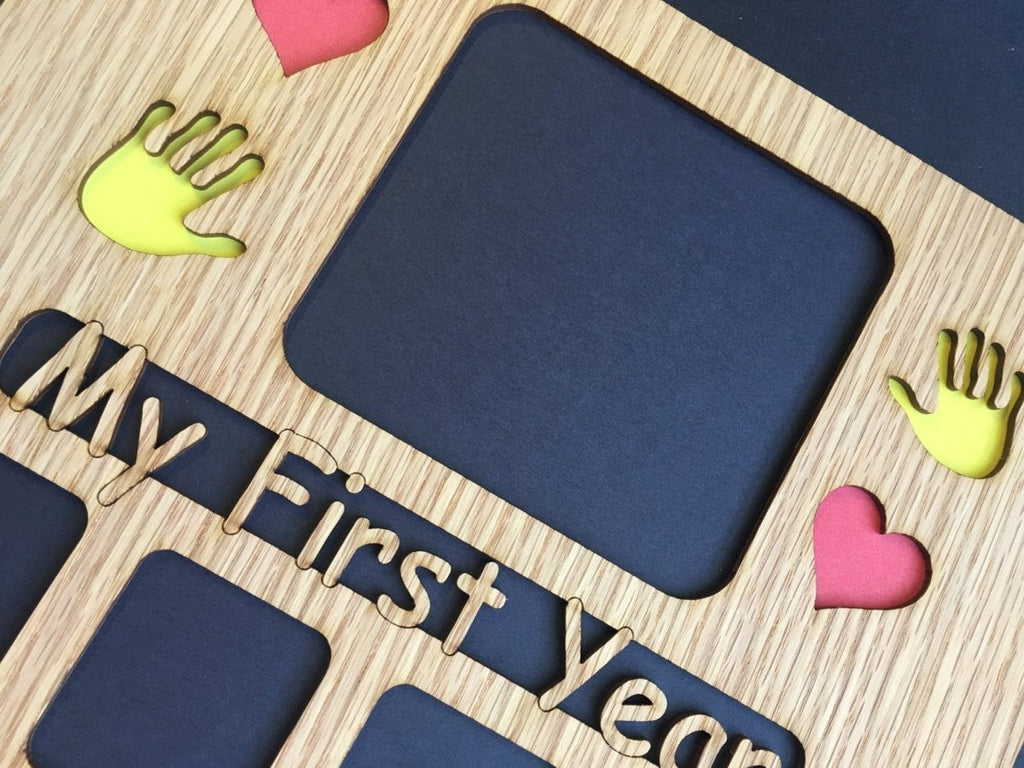 My First Year Picture Frame with Handprints & Hearts 11"x14"