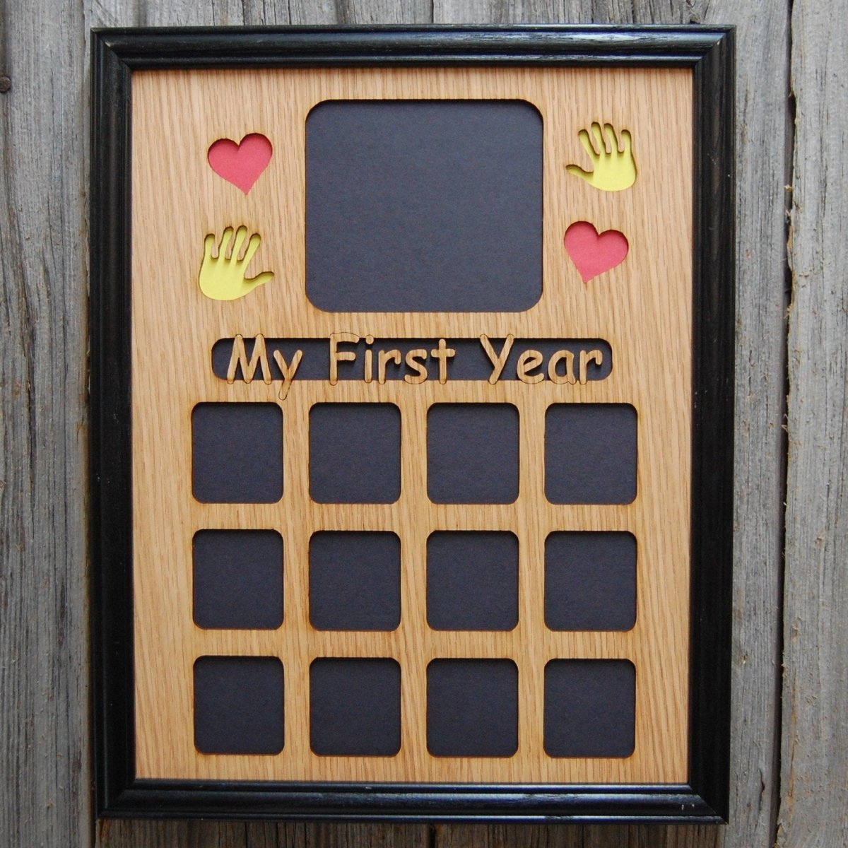 My First Year Picture Frame with Handprints & Hearts 11"x14"