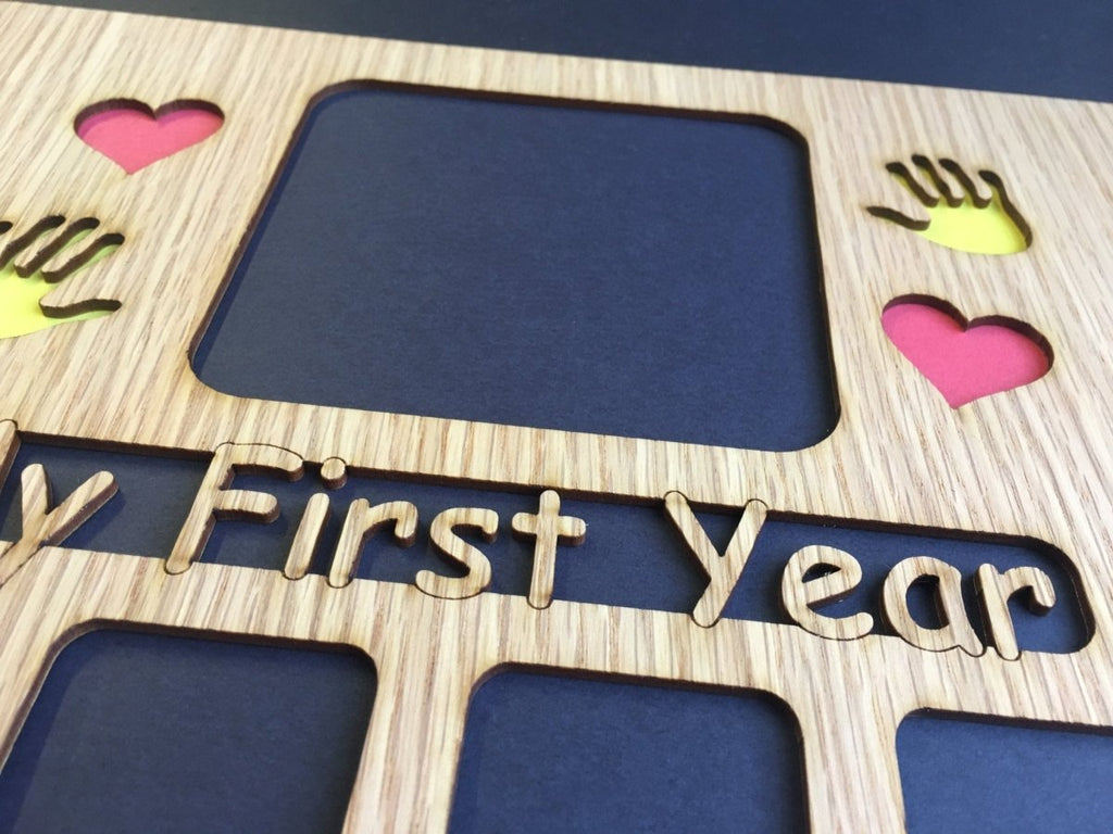 My First Year Picture Frame with Handprints & Hearts 11"x14"