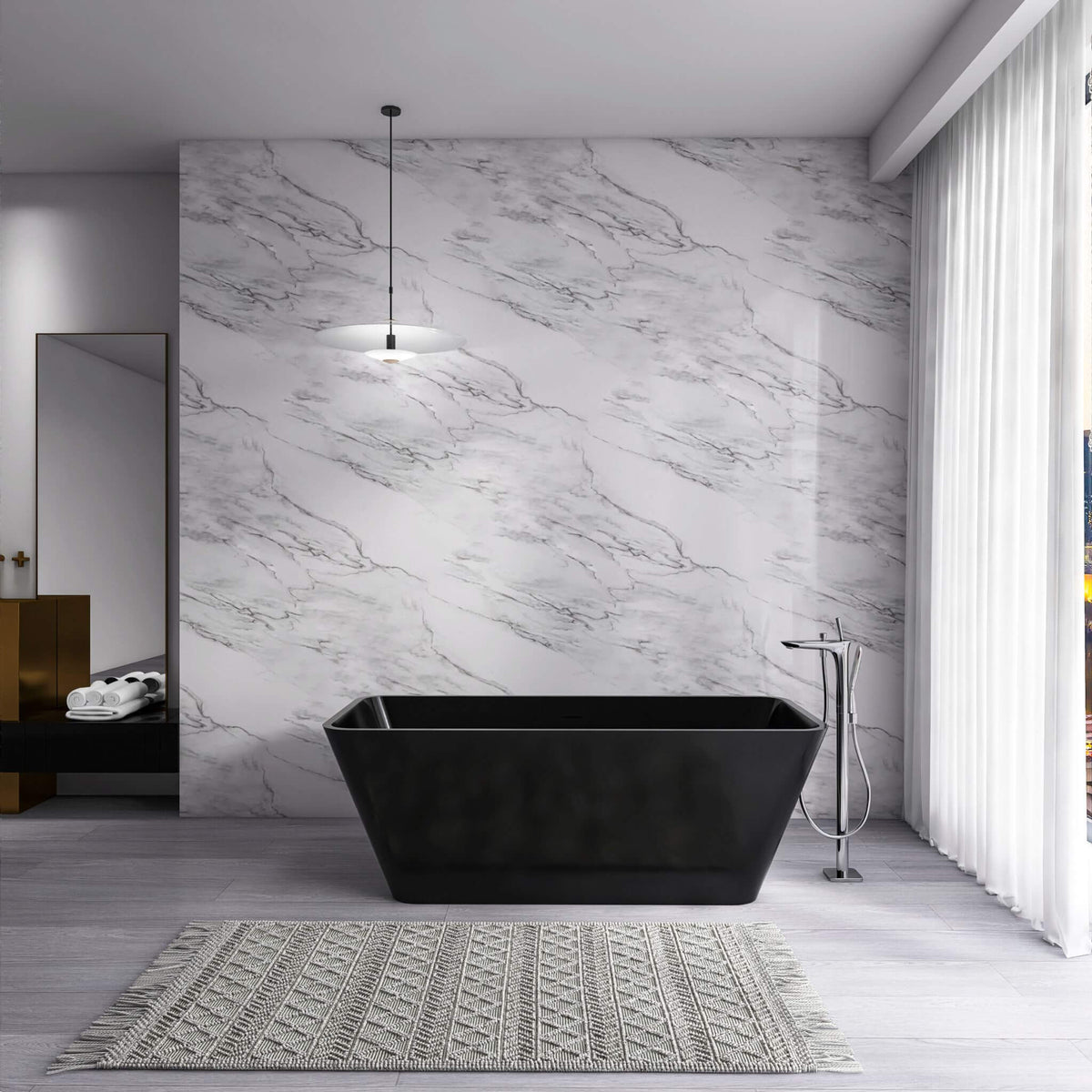 Nuvia Cascade 67-Inch Luxury Freestanding Solid Surface Soaking Bathtub (SAK51920)