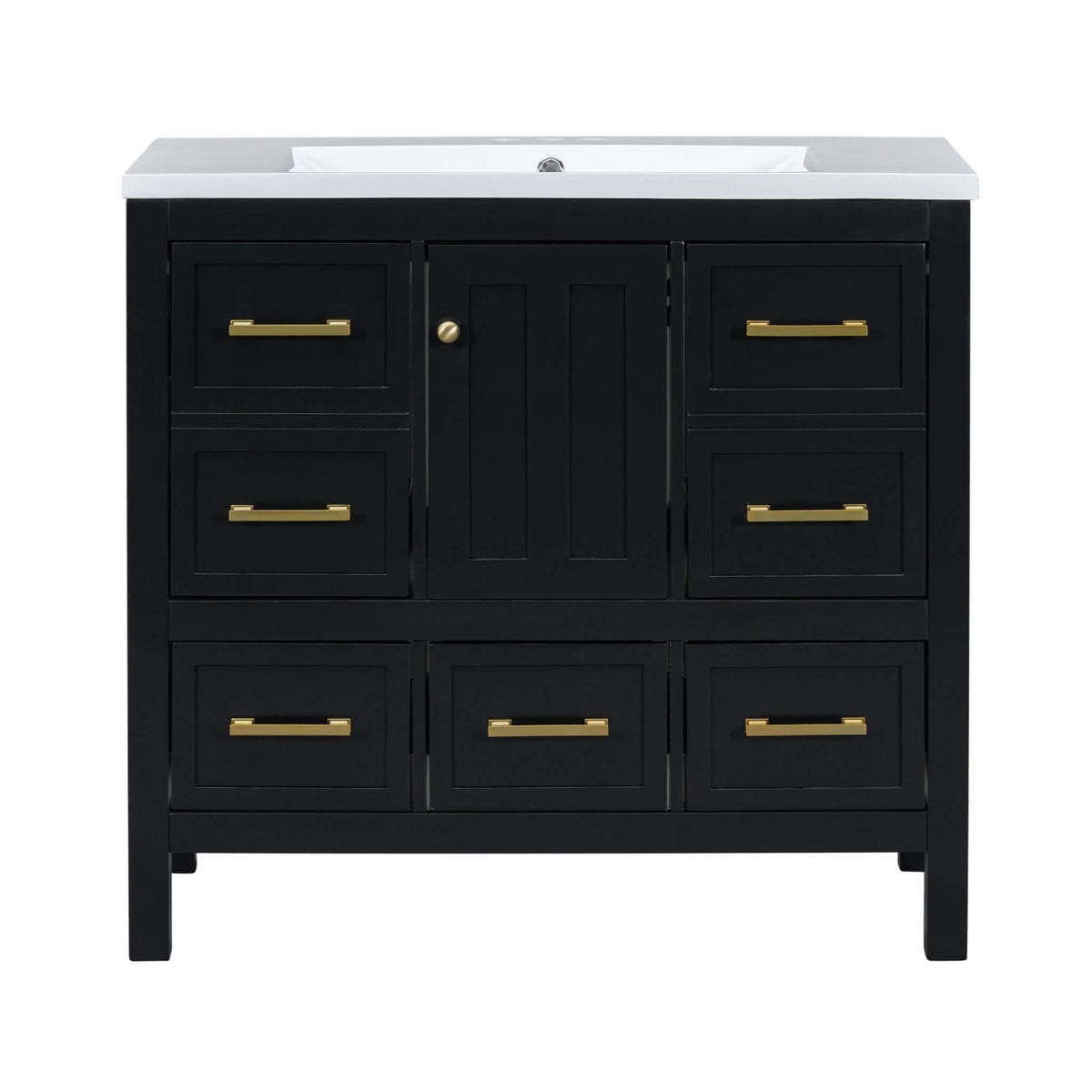 Nuvia Premium 72-Inch Bathroom Vanity Set With Resin Sink And Soft-Close Drawers [Faucet Not Included] (SAK62749)