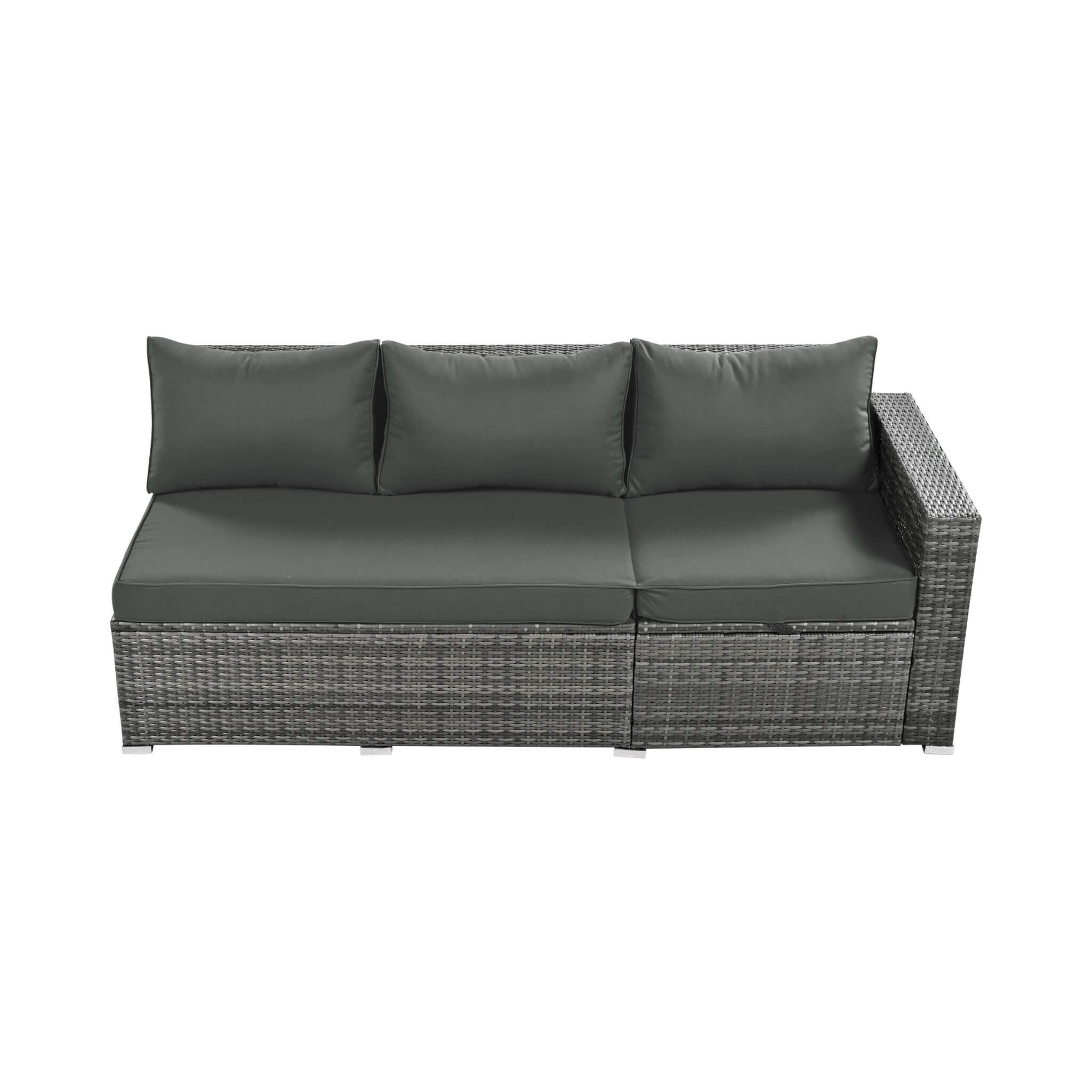 Alora Outdoor 6-Piece All-Weather PE Rattan Sofa Set With Adjustable Seat, Storage Box, Removable Covers, And Tempered Glass Table Top (SAK37221)