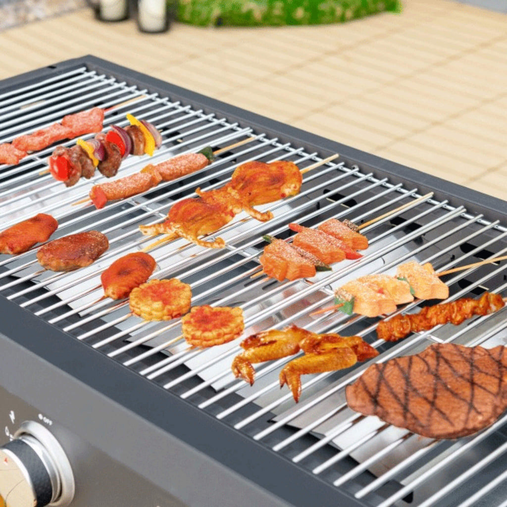 Portable Outdoor 60K BTU 4-Burner Propane Flat Top Gas Grill W/ Wheels (SAK66104)
