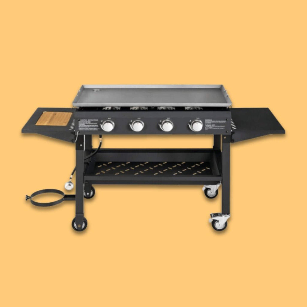 Portable Outdoor 60K BTU 4-Burner Propane Flat Top Gas Grill W/ Wheels (SAK66104)