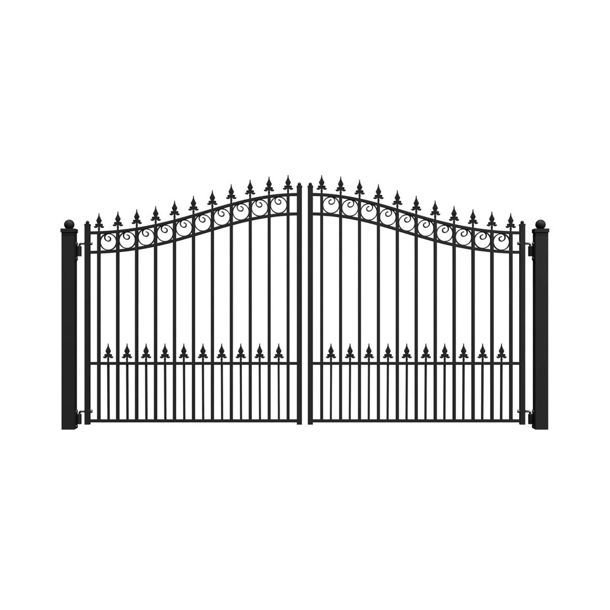 [12-18FT] Heavy-Duty Prague-Style Powder-Coated Galvanized Steel Dual Swing Driveway Gate (SAK48530)